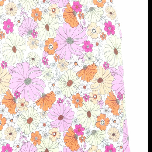 Marks and Spencer Womens Multicoloured Floral Polyester Basic Blouse Size 8 V-Neck