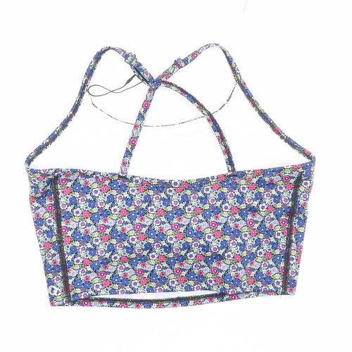 Marks and Spencer Womens Multicoloured Floral Polyamide Cropped Tank Size 10 Scoop Neck Pullover - Cross Back Detail Sports Bralette