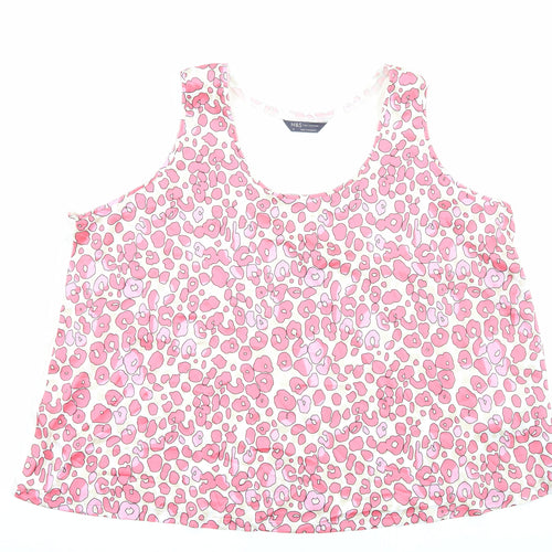 Marks and Spencer Womens Pink Animal Print Polyester Basic Tank Size 22 Round Neck - Leopard Print