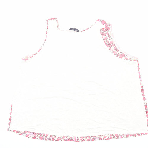 Marks and Spencer Womens Pink Animal Print Polyester Basic Tank Size 22 Round Neck - Leopard Print