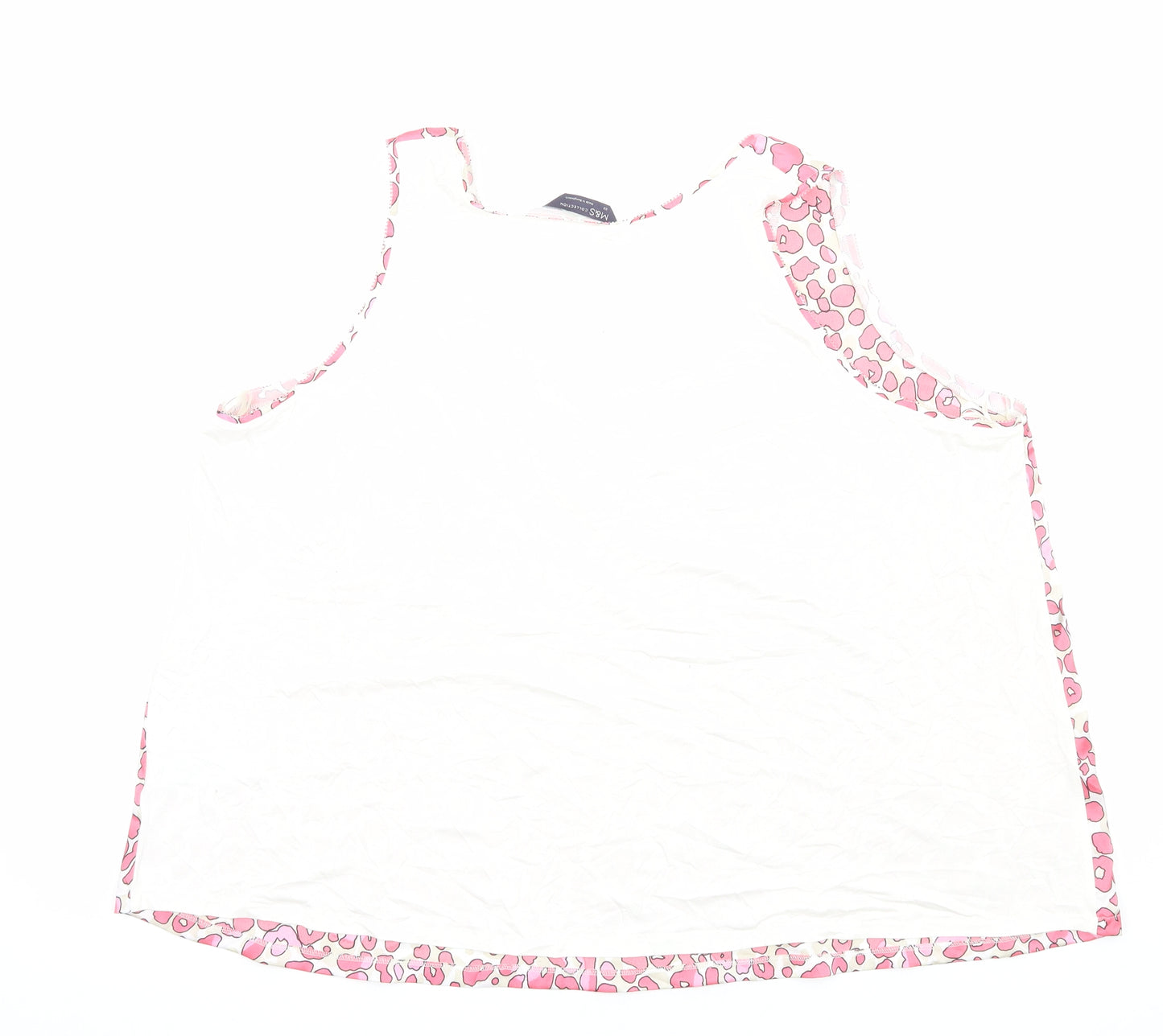 Marks and Spencer Womens Pink Animal Print Polyester Basic Tank Size 22 Round Neck - Leopard Print