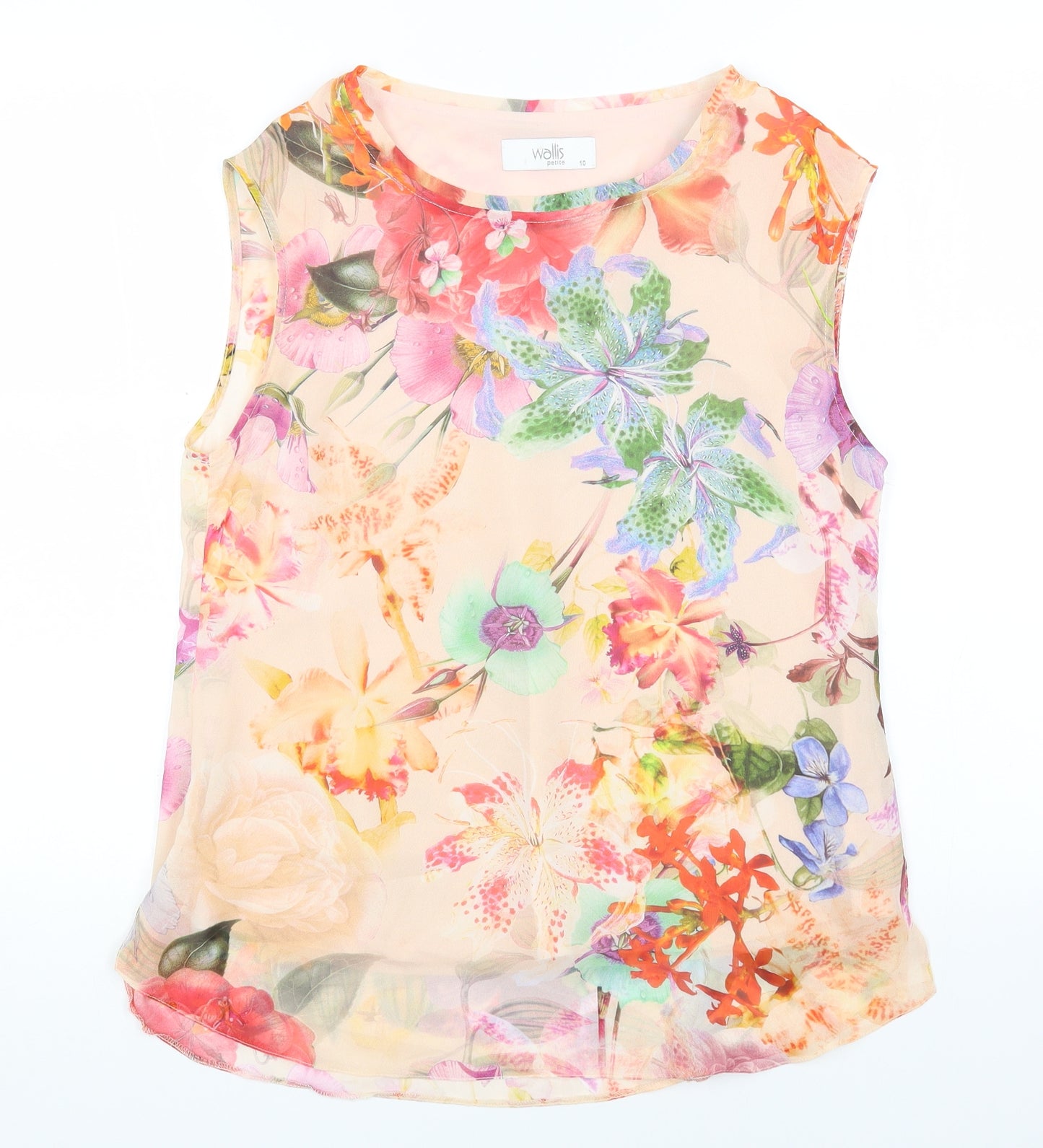 Wallis Womens Multicoloured Floral Polyester Basic Blouse Size 10 Scoop Neck