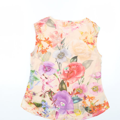 Wallis Womens Multicoloured Floral Polyester Basic Blouse Size 10 Scoop Neck