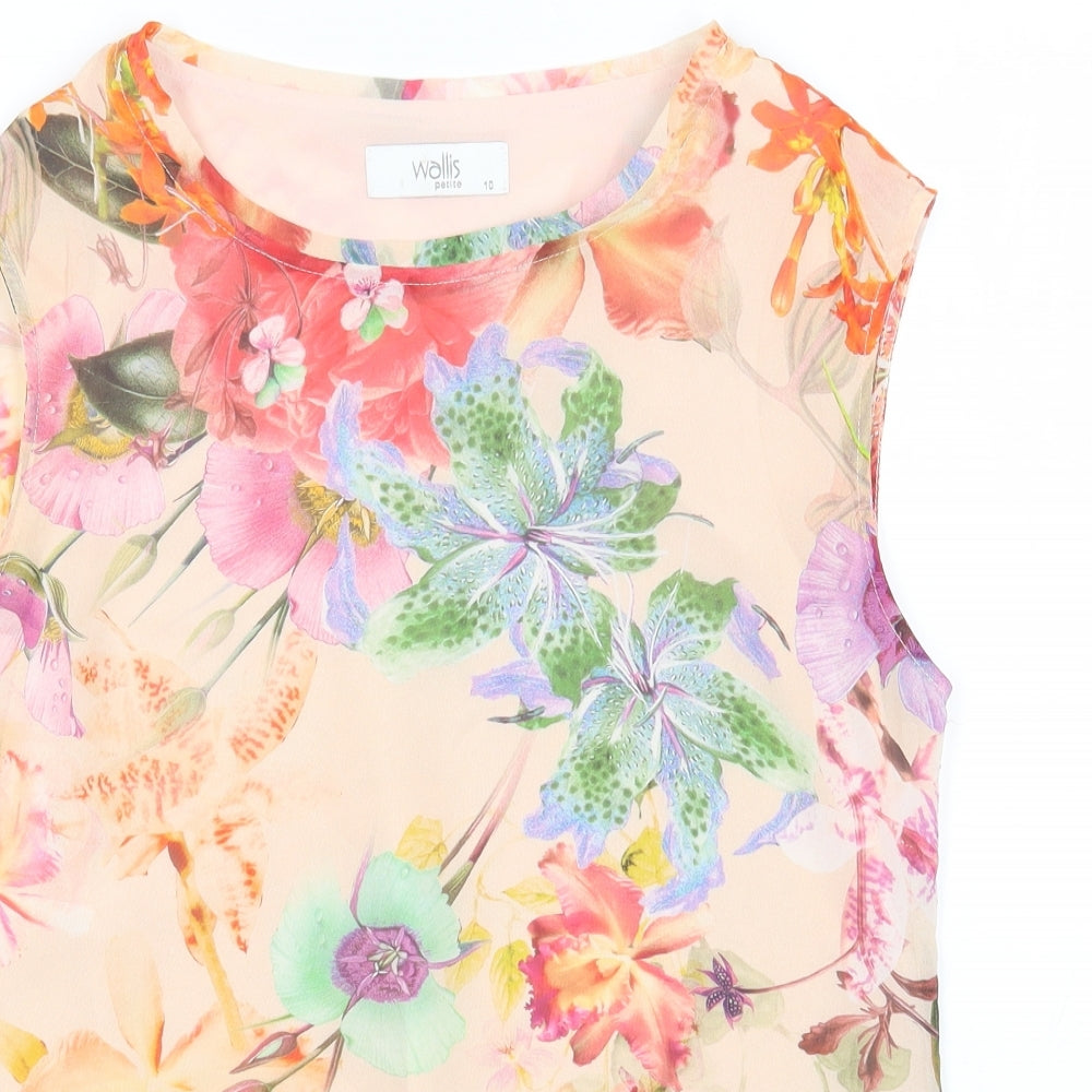 Wallis Womens Multicoloured Floral Polyester Basic Blouse Size 10 Scoop Neck