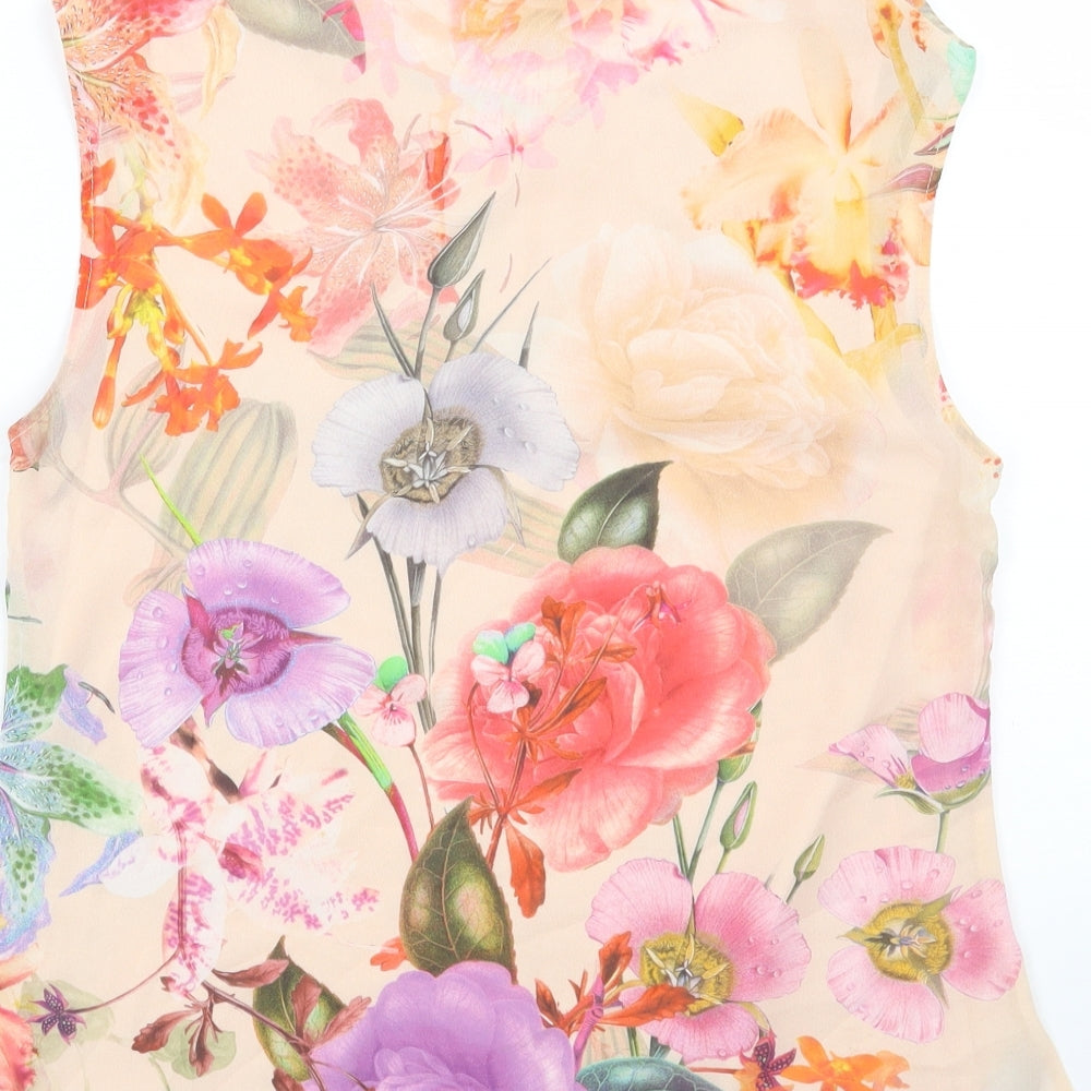 Wallis Womens Multicoloured Floral Polyester Basic Blouse Size 10 Scoop Neck