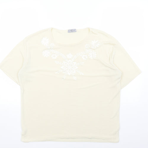 MUSTO Womens White Polyester Basic T-Shirt Size 2XL Round Neck