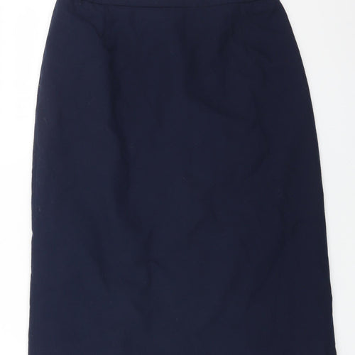 Preworn Womens Blue Polyester Straight & Pencil Skirt Size 12 Zip