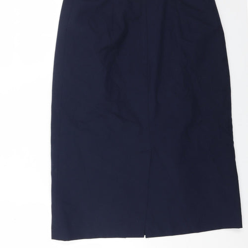 Preworn Womens Blue Polyester Straight & Pencil Skirt Size 12 Zip