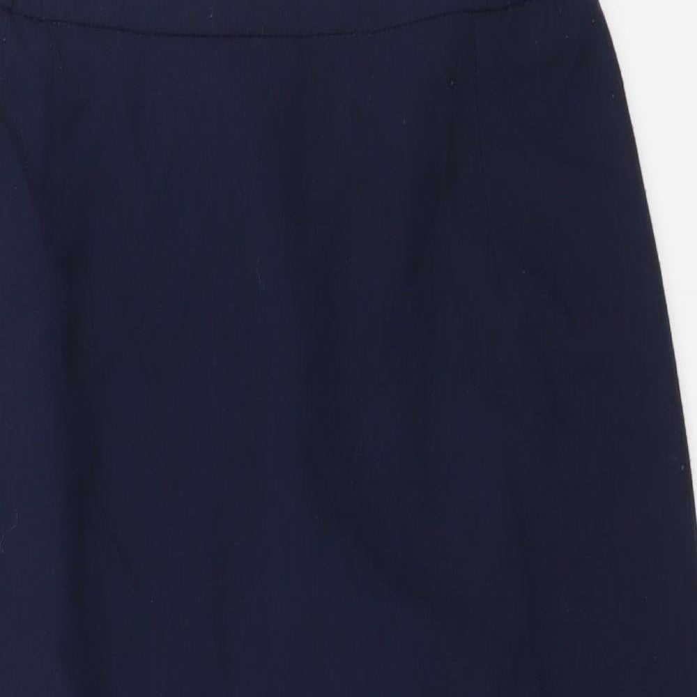 Preworn Womens Blue Polyester Straight & Pencil Skirt Size 12 Zip