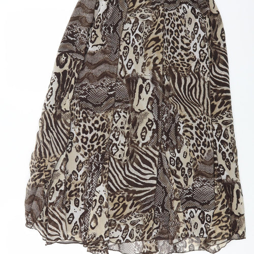 Gerry Weber Womens Brown Animal Print Polyester Flare Skirt Size 22 Zip