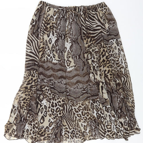 Gerry Weber Womens Brown Animal Print Polyester Flare Skirt Size 22 Zip