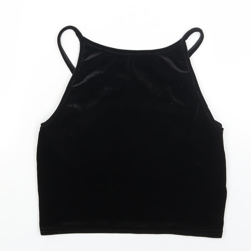 Preworn Womens Black Polyester Cropped Tank Size S Scoop Neck