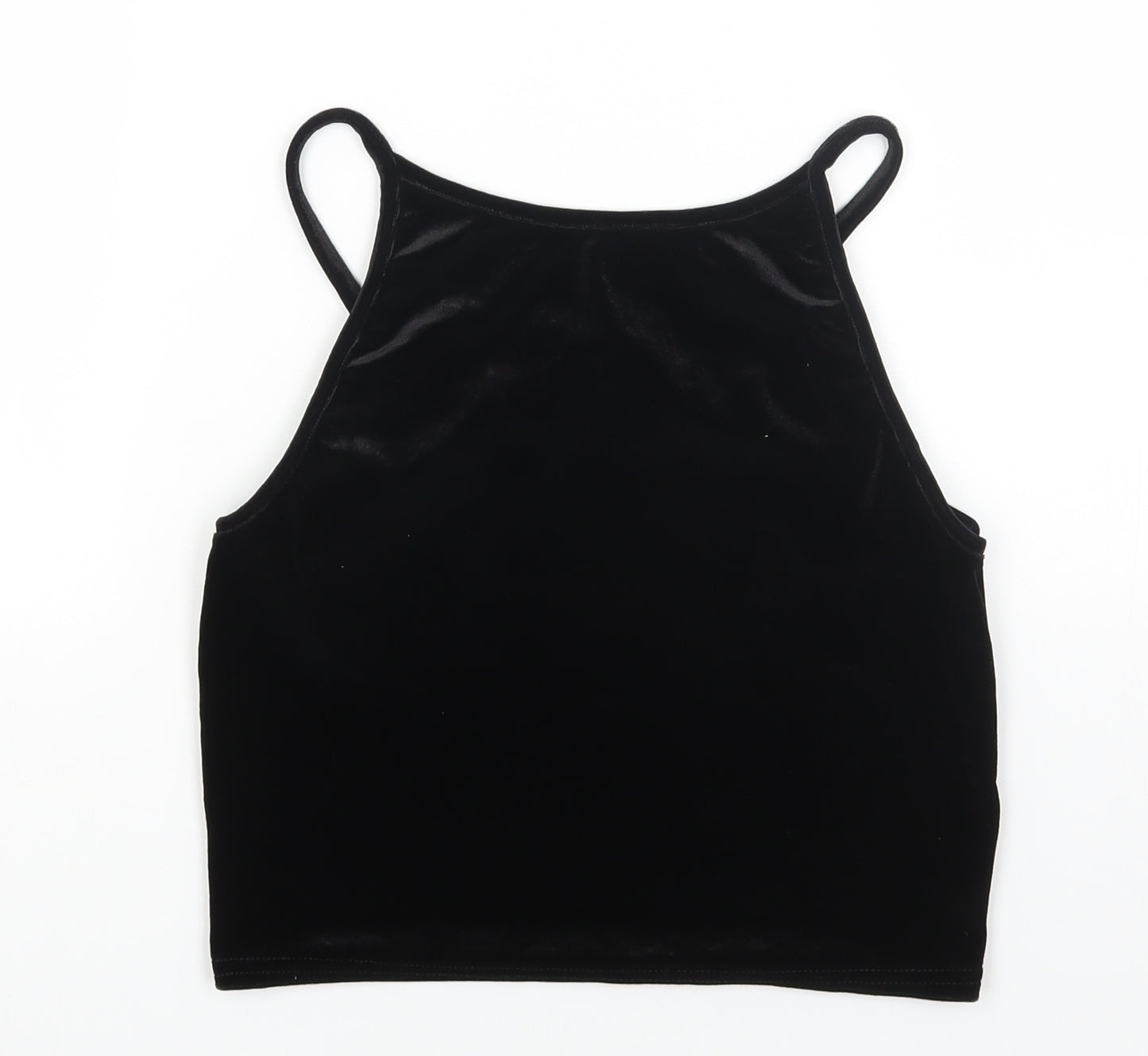 Preworn Womens Black Polyester Cropped Tank Size S Scoop Neck
