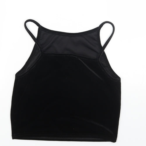 Preworn Womens Black Polyester Cropped Tank Size S Scoop Neck