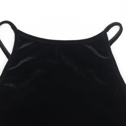 Preworn Womens Black Polyester Cropped Tank Size S Scoop Neck
