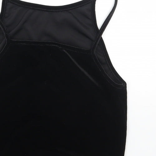 Preworn Womens Black Polyester Cropped Tank Size S Scoop Neck