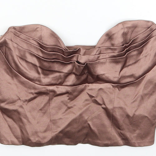 Zara Womens Brown Polyester Cropped Tank Size XS Off the Shoulder