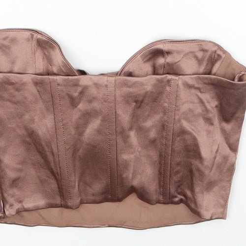 Zara Womens Brown Polyester Cropped Tank Size XS Off the Shoulder