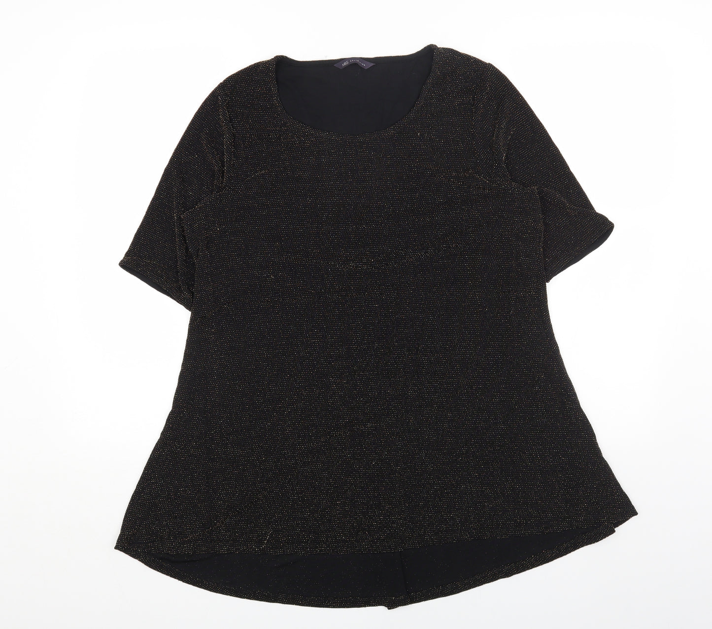 Marks and Spencer Womens Gold Polyester Tunic T-Shirt Size 16 Round Neck