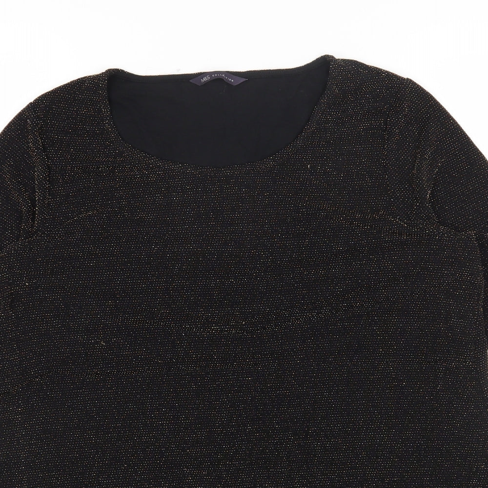 Marks and Spencer Womens Gold Polyester Tunic T-Shirt Size 16 Round Neck