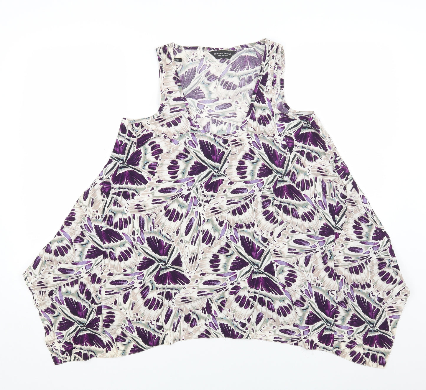 Dorothy Perkins Womens Purple Geometric Viscose Basic Tank Size 12 Scoop Neck