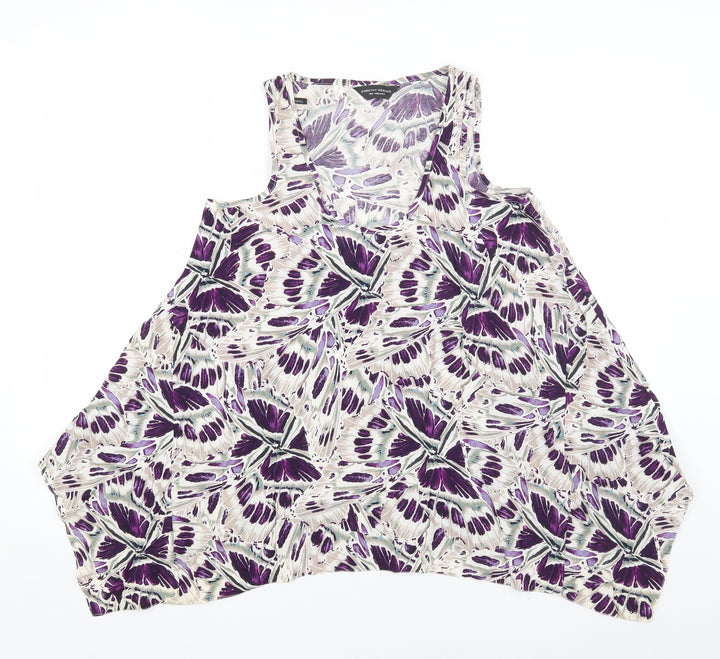 Dorothy Perkins Womens Purple Geometric Viscose Basic Tank Size 12 Scoop Neck