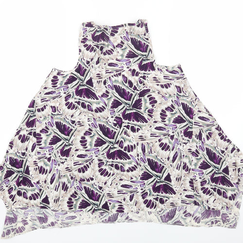 Dorothy Perkins Womens Purple Geometric Viscose Basic Tank Size 12 Scoop Neck