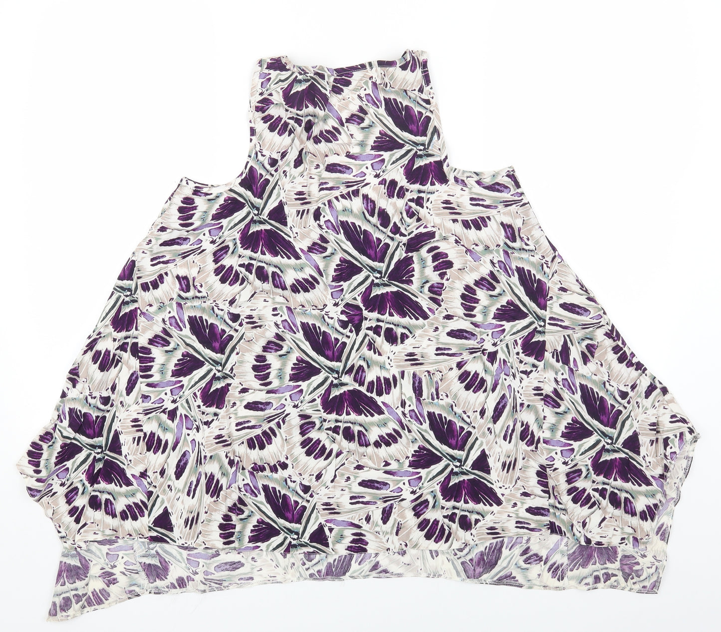 Dorothy Perkins Womens Purple Geometric Viscose Basic Tank Size 12 Scoop Neck