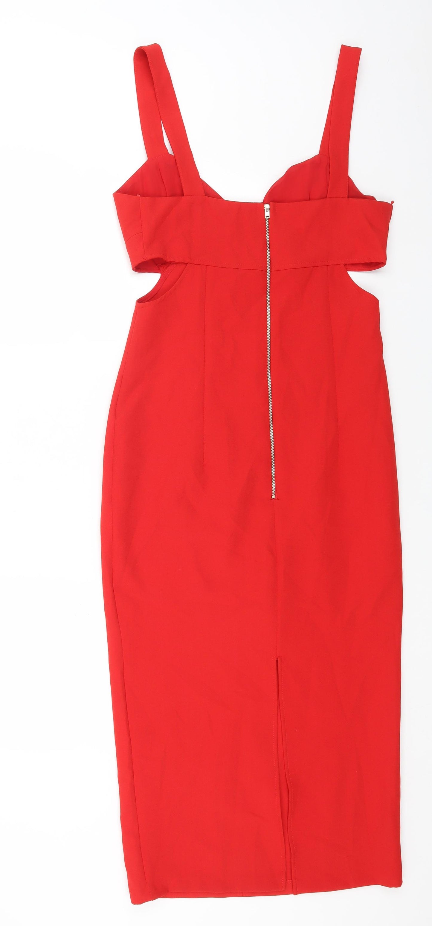 Zara Womens Red Polyester Bodycon Size M Sweetheart Zip