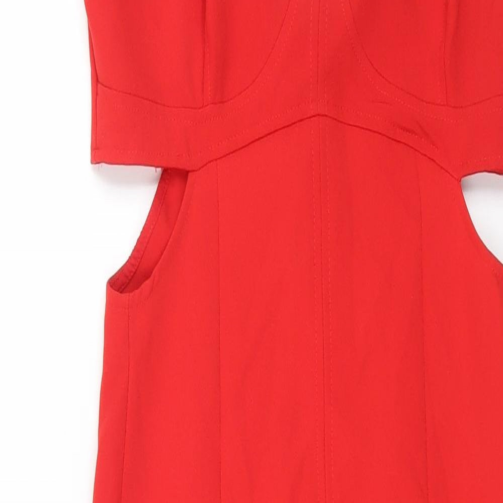 Zara Womens Red Polyester Bodycon Size M Sweetheart Zip