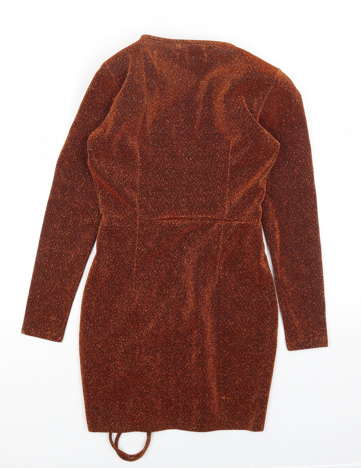 Misspap Womens Brown Polyester Bodycon Size 6 V-Neck Pullover