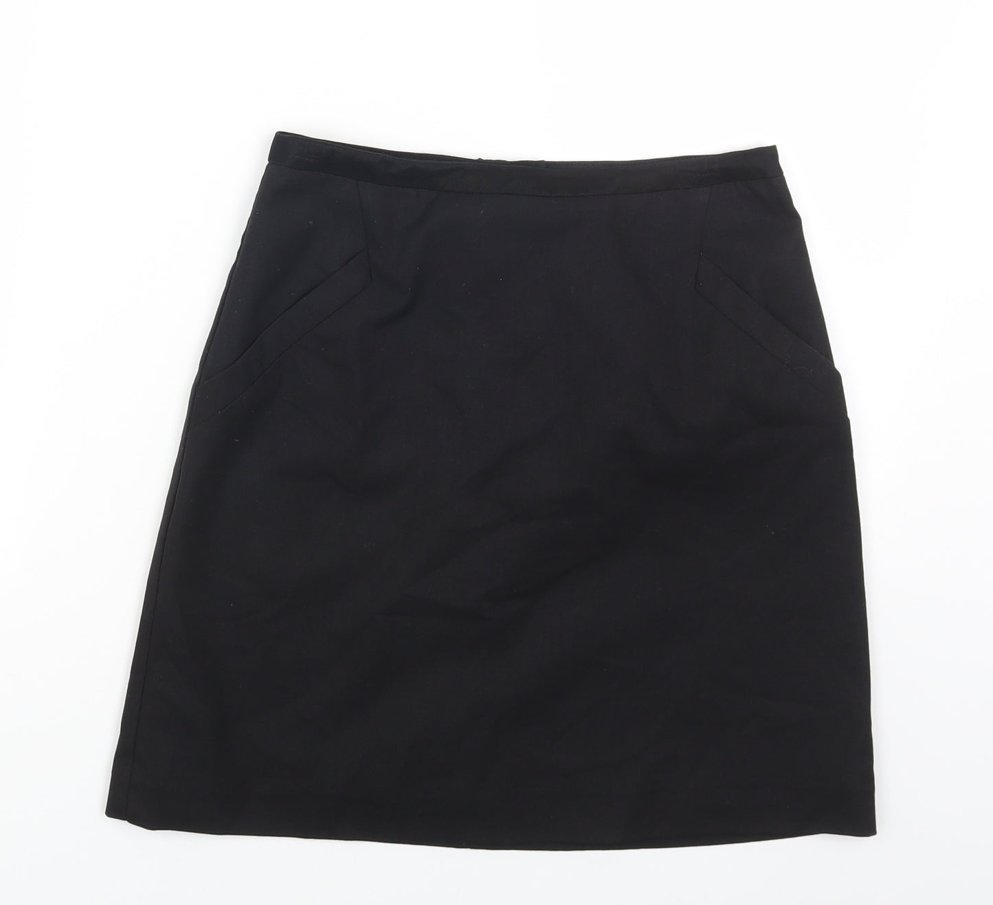 H&M Womens Black Polyester A-Line Skirt Size 6 Zip