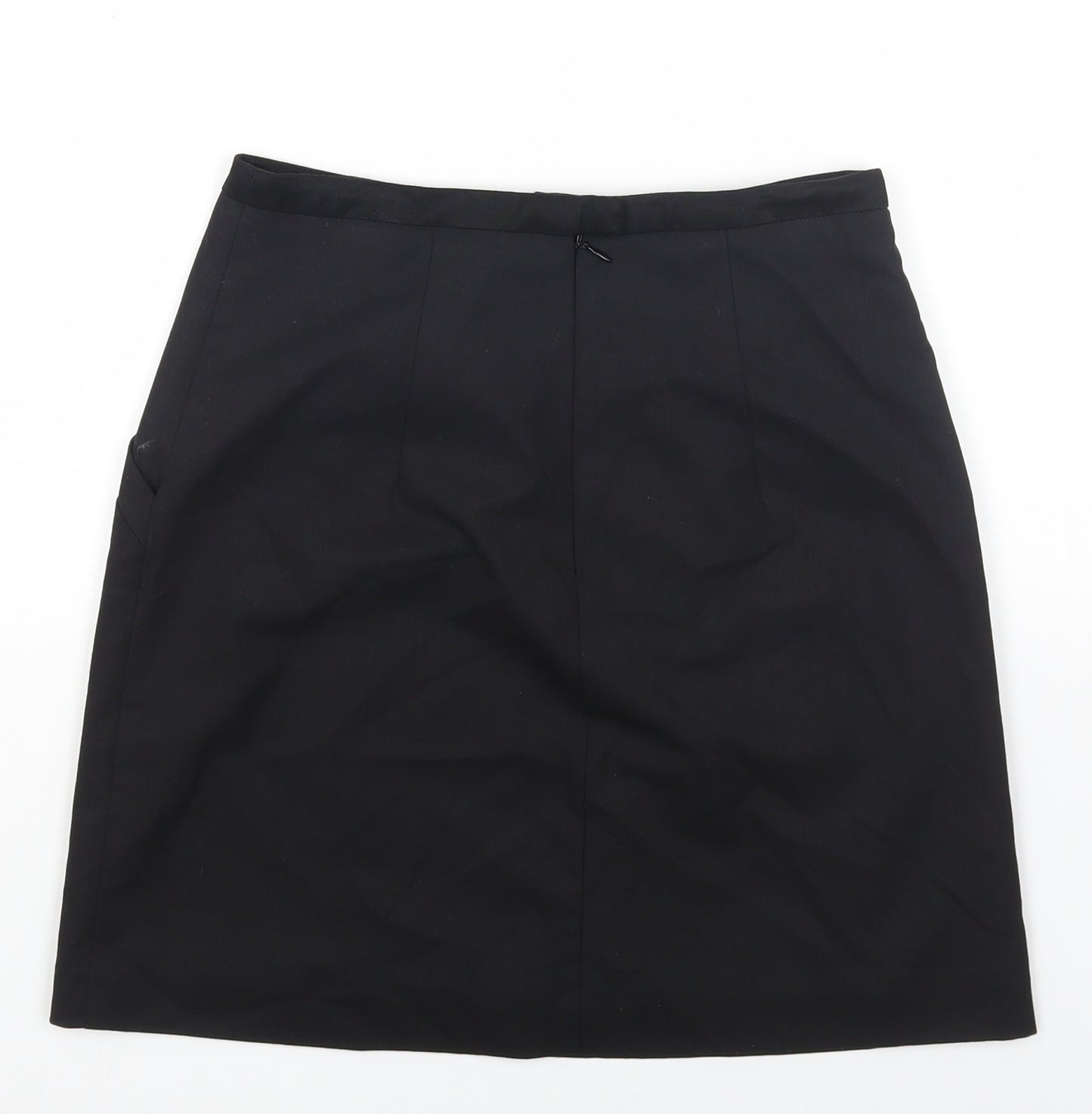 H&M Womens Black Polyester A-Line Skirt Size 6 Zip