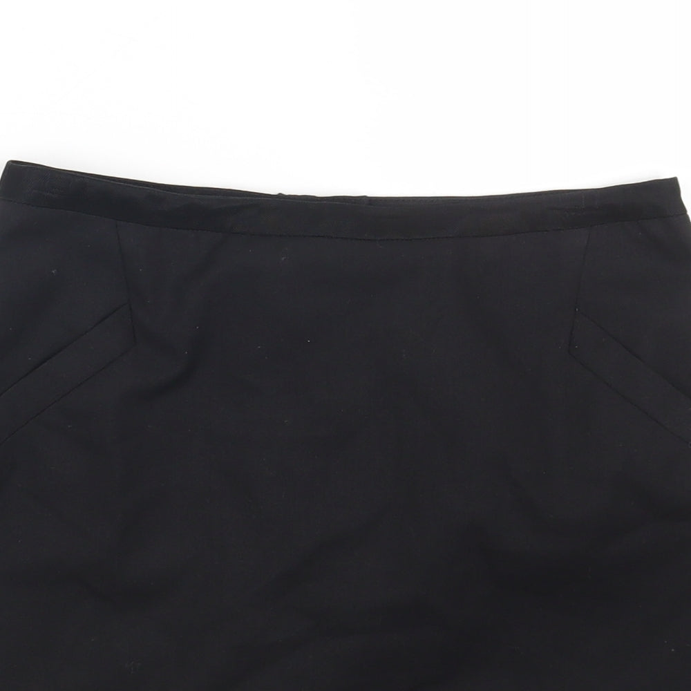 H&M Womens Black Polyester A-Line Skirt Size 6 Zip