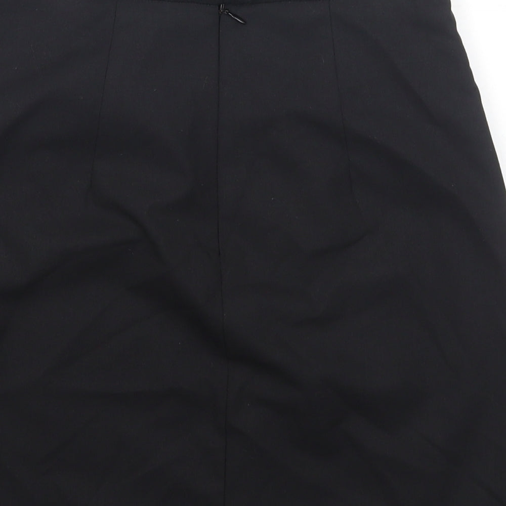 H&M Womens Black Polyester A-Line Skirt Size 6 Zip