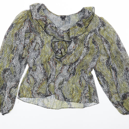 River Island Womens Grey Geometric Polyester Basic Blouse Size 12 V-Neck