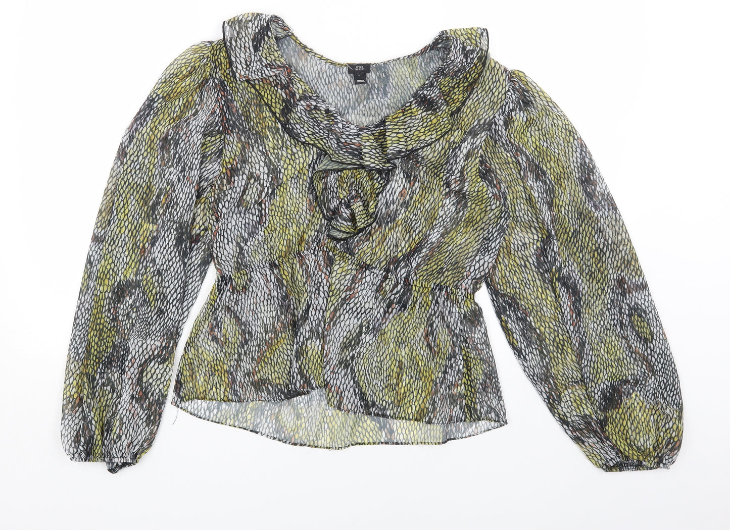 River Island Womens Grey Geometric Polyester Basic Blouse Size 12 V-Neck