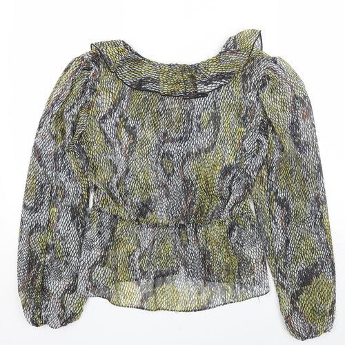 River Island Womens Grey Geometric Polyester Basic Blouse Size 12 V-Neck
