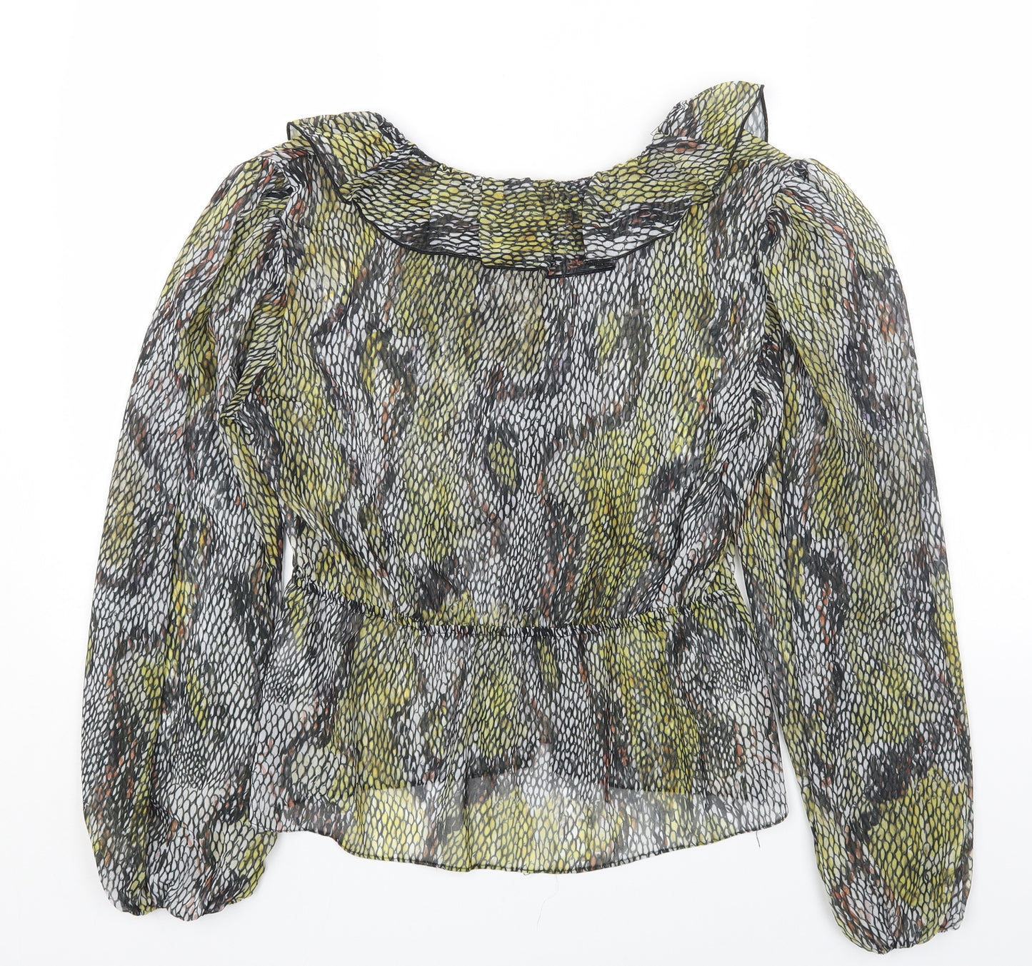 River Island Womens Grey Geometric Polyester Basic Blouse Size 12 V-Neck
