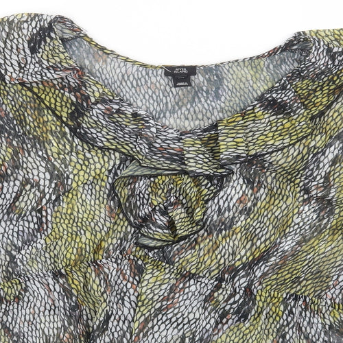 River Island Womens Grey Geometric Polyester Basic Blouse Size 12 V-Neck