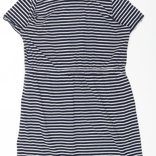 Country Rose Womens Blue Striped Cotton T-Shirt Dress Size 16 Round Neck Pullover
