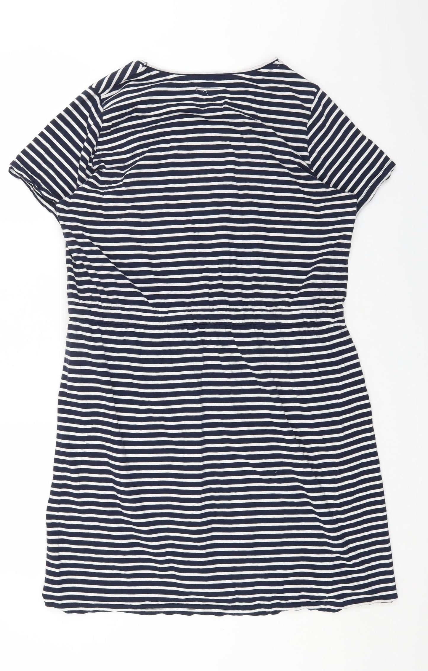 Country Rose Womens Blue Striped Cotton T-Shirt Dress Size 16 Round Neck Pullover