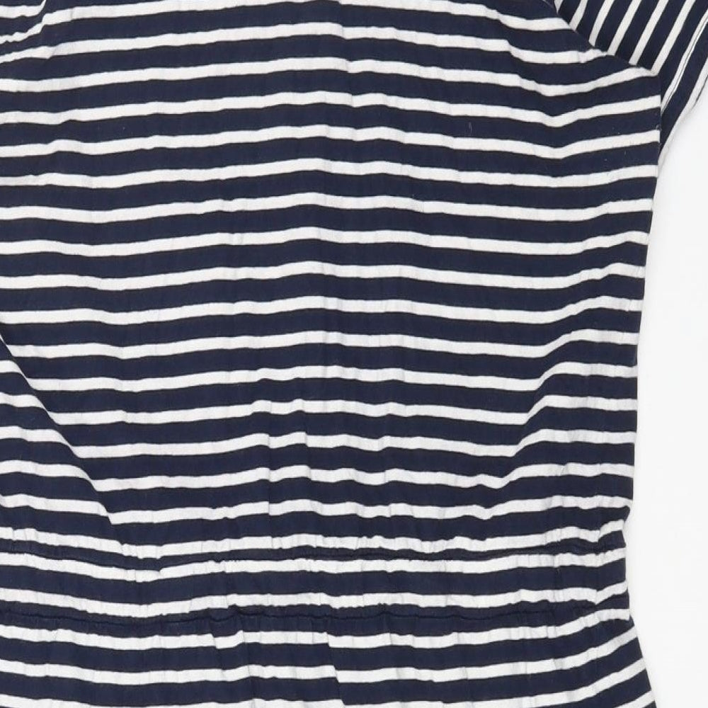 Country Rose Womens Blue Striped Cotton T-Shirt Dress Size 16 Round Neck Pullover