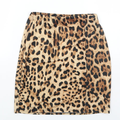 Missguided Womens Brown Animal Print Polyester Mini Skirt Size 10 - Leopard Print