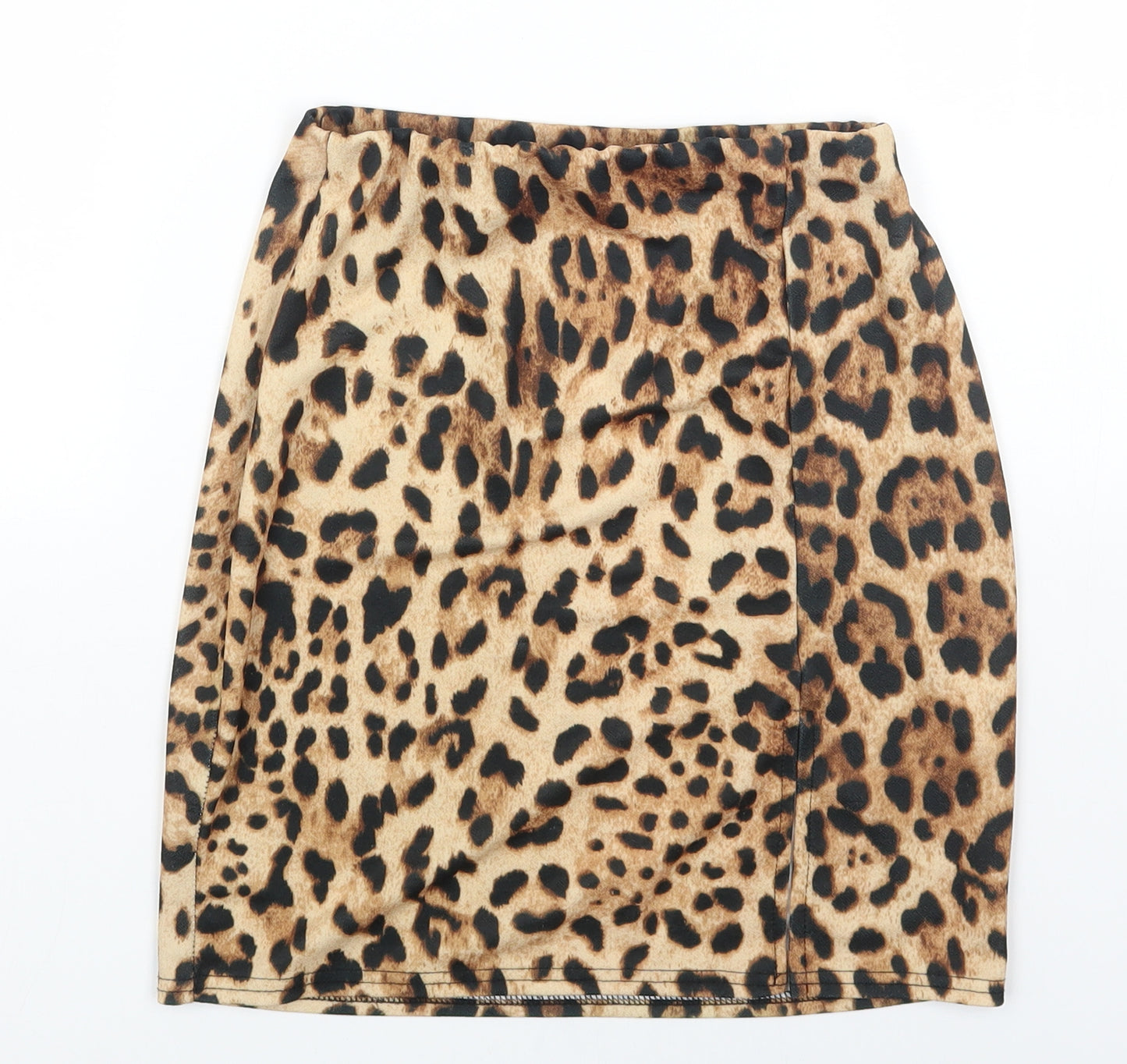 Missguided Womens Brown Animal Print Polyester Mini Skirt Size 10 - Leopard Print