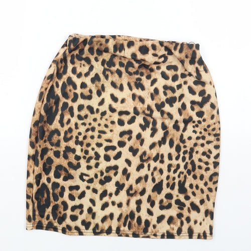 Missguided Womens Brown Animal Print Polyester Mini Skirt Size 10 - Leopard Print