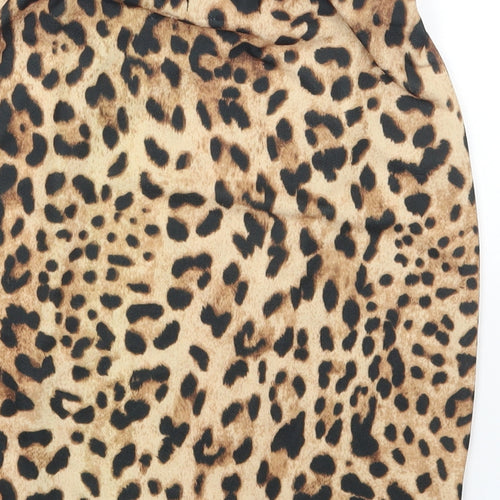 Missguided Womens Brown Animal Print Polyester Mini Skirt Size 10 - Leopard Print