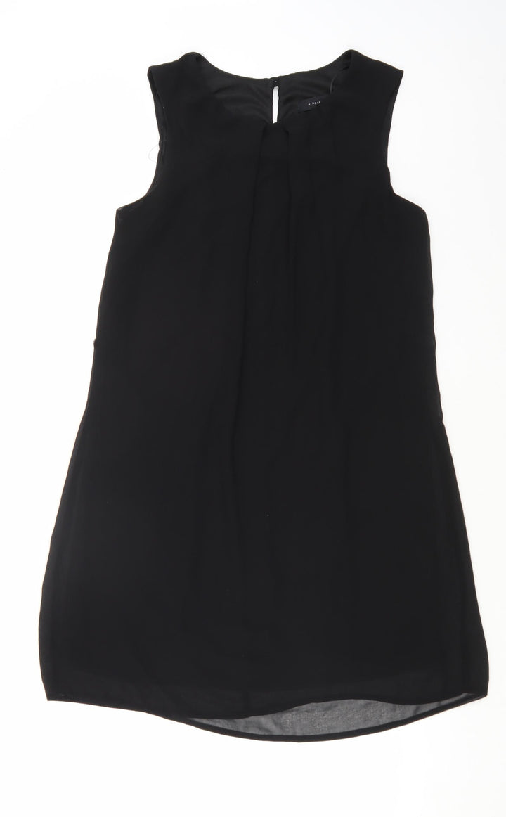 Primark Womens Black Polyester Shift Size 12 Boat Neck Button