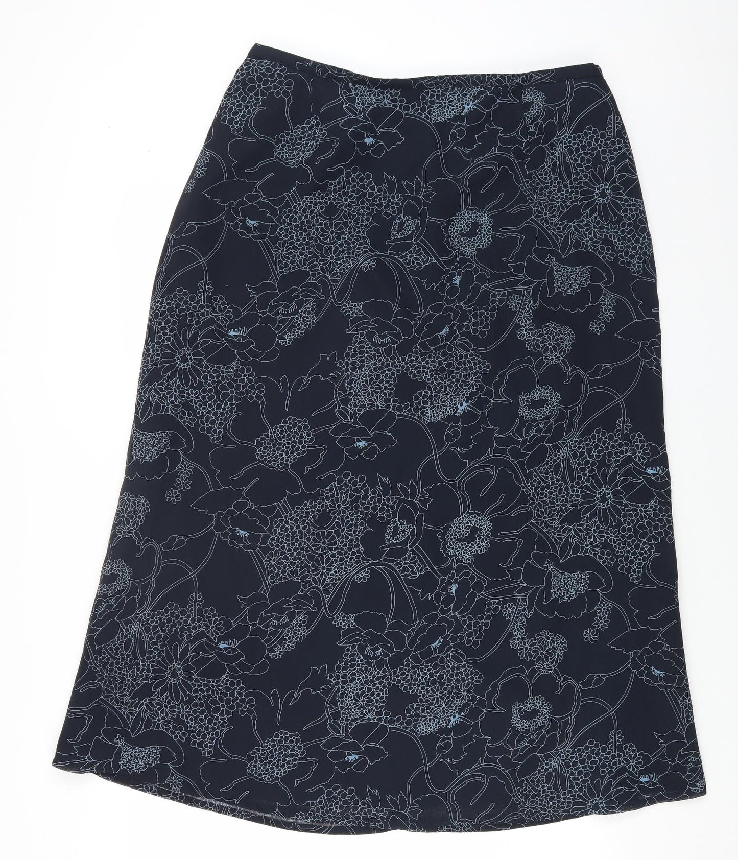 ELVI Womens Blue Floral Polyester Straight & Pencil Skirt Size 36 Zip
