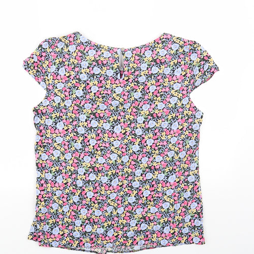 Roman Womens Multicoloured Floral Viscose Basic T-Shirt Size 14 Round Neck